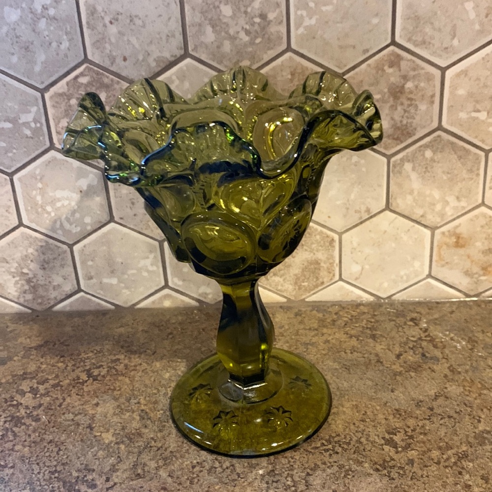 Vintage Fenton Green Glass Dish